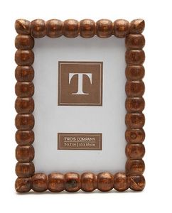 Dark Brown Hand-Carved Bobbin Photo Frame