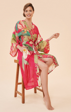 Load image into Gallery viewer, Delicate Tropical in Dark Rose Kimono Gown
