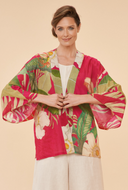 Powder Delicate Tropical in Dark Rose Kimono Jacket