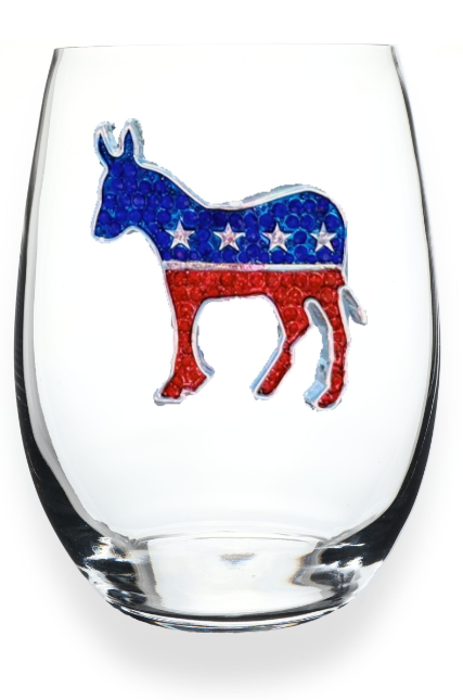 Democrat Donkey Jeweled Stemless Glass