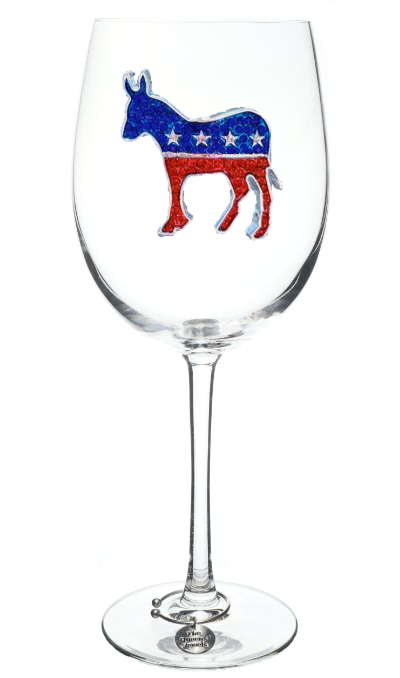 Democrat Donkey Jeweled Stemmed Glass