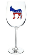 Democrat Donkey Jeweled Stemmed Glass