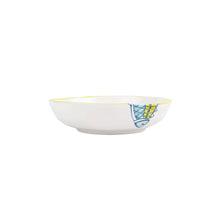 Load image into Gallery viewer, Vietri Elba's Fish Pasta Bowl side view with pattern continuing on the side of the bowl
