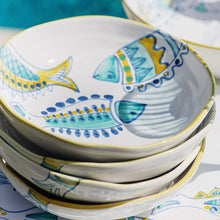 Load image into Gallery viewer, stack of Vietri Elba's Fish Pasta Bowls
