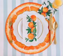 Load image into Gallery viewer, Hester &amp; Cook Orange Orchard Paper Napkins being used on a table
