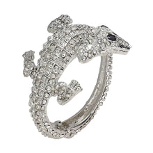 Load image into Gallery viewer, Crocodile/Alligator shaped bracelet with many clear stones 
