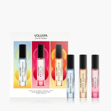 Load image into Gallery viewer, Voluspa Eau De Parfum Fruit &amp; Floral Travel Trio with box
