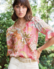 Load image into Gallery viewer, person wearing pink floral print blouse
