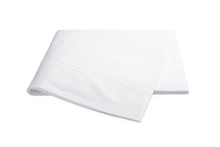 Load image into Gallery viewer, Matouk Essex flat sheet with two simple lines of embroidery in white
