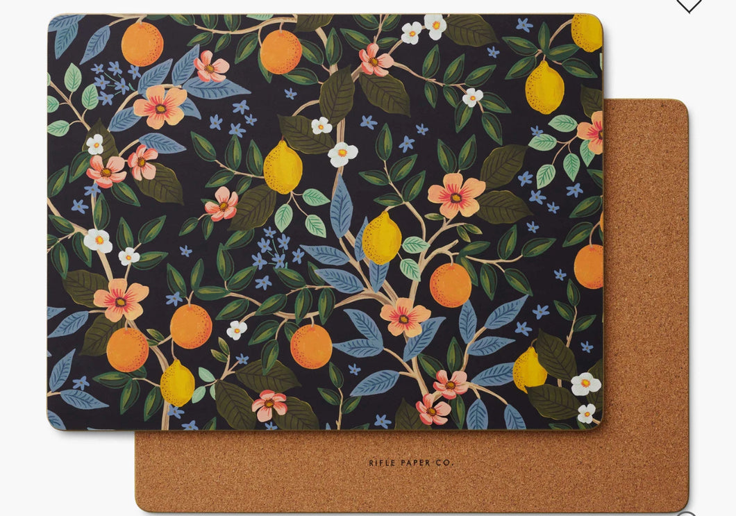 Rifle Paper Citrus Grove Cork Placemats Set of 4
