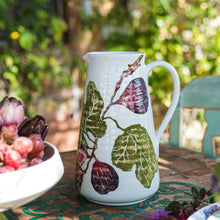 Load image into Gallery viewer, Vietri Fico Large Pitcher painted with green leaves and figs on a table
