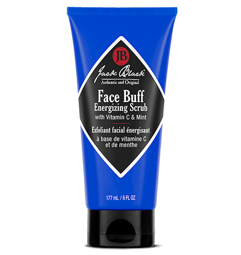 blue and black tube of Jack Black Face Buff Energizing Scrub