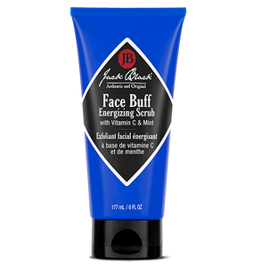 blue and black tube of Jack Black Face Buff Energizing Scrub