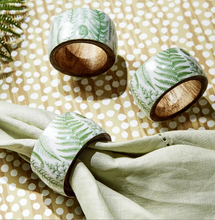 Load image into Gallery viewer, Fanciful Fern Hand-Crafted Mango Wood Napkin Ring - S/4
