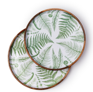 Fanciful Fern Hand-Crafted Wood Round Tray