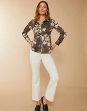 Load image into Gallery viewer, Spartina 449 Farrah Poplin Blouse Botanic Garden Floral Cascade Gray
