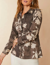 Load image into Gallery viewer, Spartina 449 Farrah Poplin Blouse Botanic Garden Floral Cascade Gray
