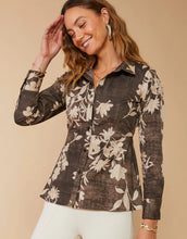 Load image into Gallery viewer, Spartina 449 Farrah Poplin Blouse Botanic Garden Floral Cascade Gray
