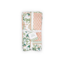 Load image into Gallery viewer, pink green and white napkins tied with a ribbon
