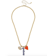 Florida Gators Ball Bead Charm Necklace in Shiny Gold