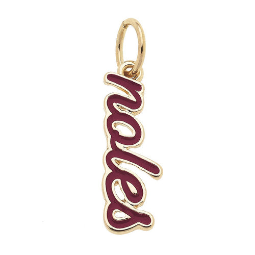 charm that reads noles in crimson script 