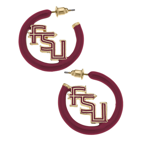 gold and crimson FSU earrings