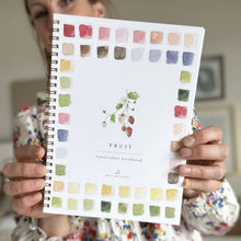 Load image into Gallery viewer, person holding the fruit watercolor workbook
