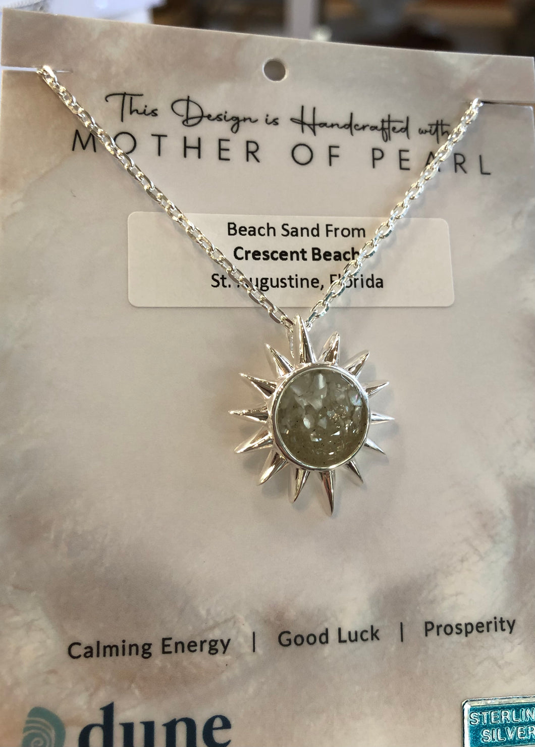 Dune Jewelry The Sun Necklace - Short - Mother of Pearl Gradient & Crescent Beach
