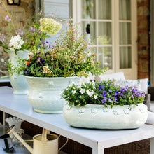 Load image into Gallery viewer, Vietri Giardino di Fiori Celadon vases on a table
