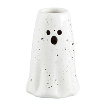 Load image into Gallery viewer, white vase shaped like a ghost with black eyes and mouth
