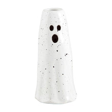 Load image into Gallery viewer, white vase shaped like a ghost with black eyes and mouth

