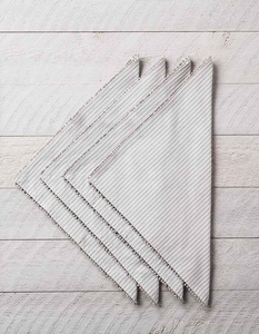 Gray Stripe Pom Cloth Napkin Set of 4