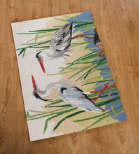 Load image into Gallery viewer, Great Blue Herons Hook Rug on a floor
