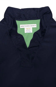 Gretchen Scott Designs Jersey Ruffneck Top 3/4 Sleeves - Navy - FINAL SALE