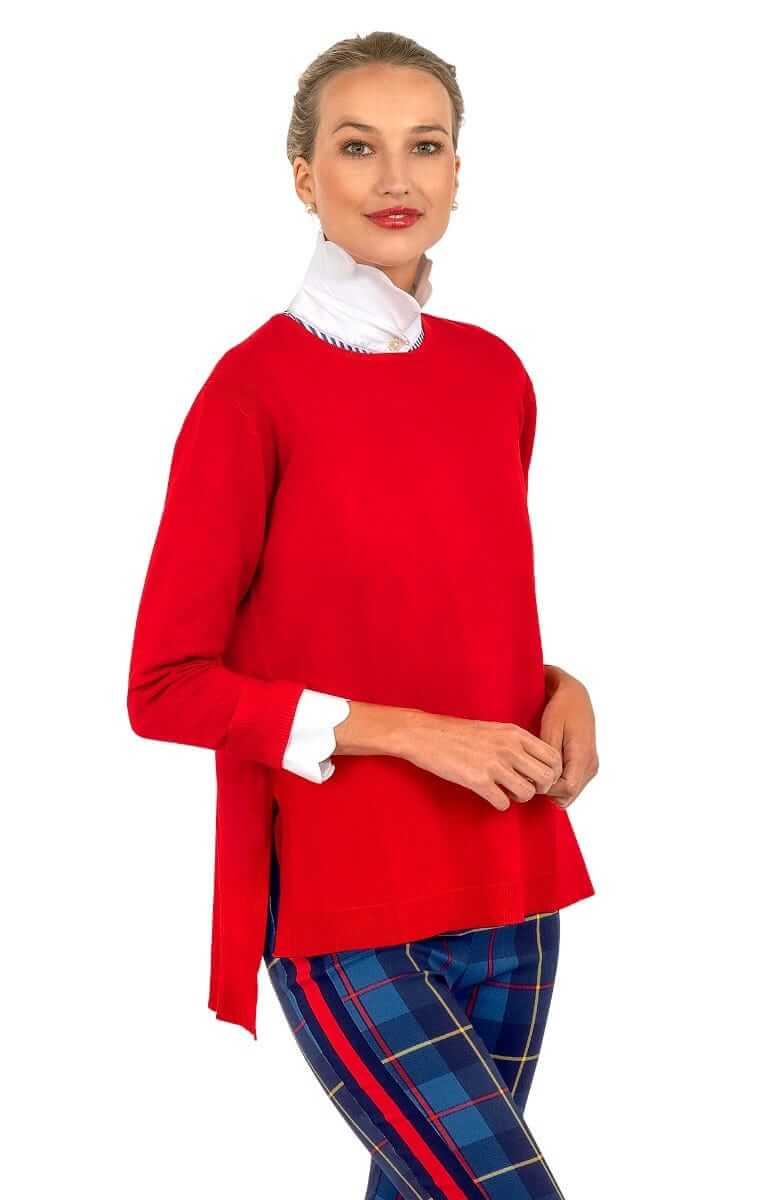 Gretchen Scott Designs Sneek A Peek Knit Sweater - Solid Crimson