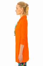 Load image into Gallery viewer, side view of woman wearing Gretchen Scott Designs Open Cardigan Sweater with white top and print pants. 
