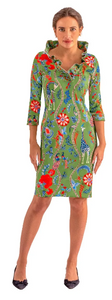 Gretchen Scott Designs Ruffneck Dress - Jungle Symphony - Olive