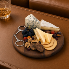 Load image into Gallery viewer, Vagabond House Cheese Board - Equestrian Bit set with cheese and fruit 
