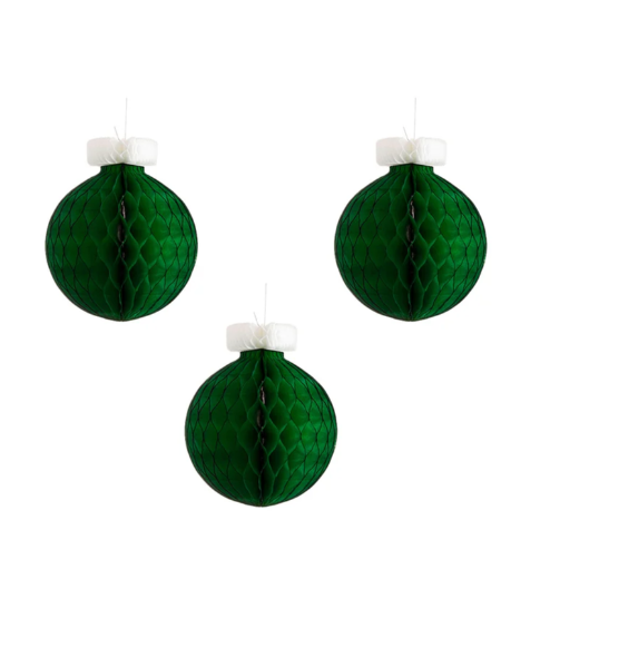 GREEN HONEYCOMB SMALL CLASSIC ORNAMENT S/3