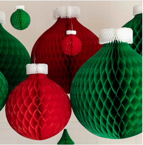 RED HONEYCOMB SMALL CLASSIC ORNAMENT S/3
