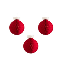 Load image into Gallery viewer, RED HONEYCOMB SMALL CLASSIC ORNAMENT S/3
