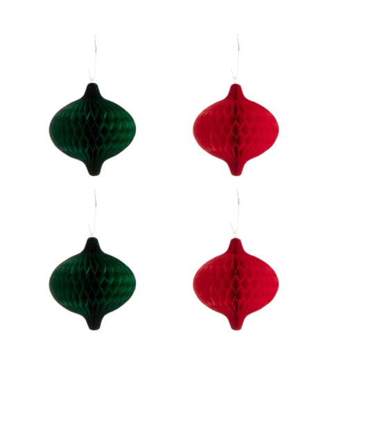 Hester & Cook Honeycomb Paper Tapered Ornaments - S/4