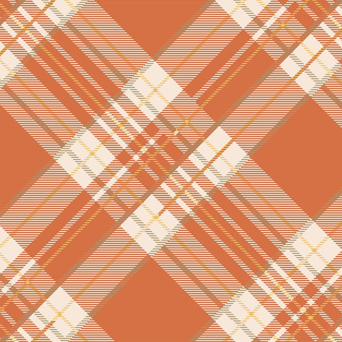 Orange and cream plaid napkin