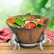 Load image into Gallery viewer, Horse Wood Tall Salad Bowl

