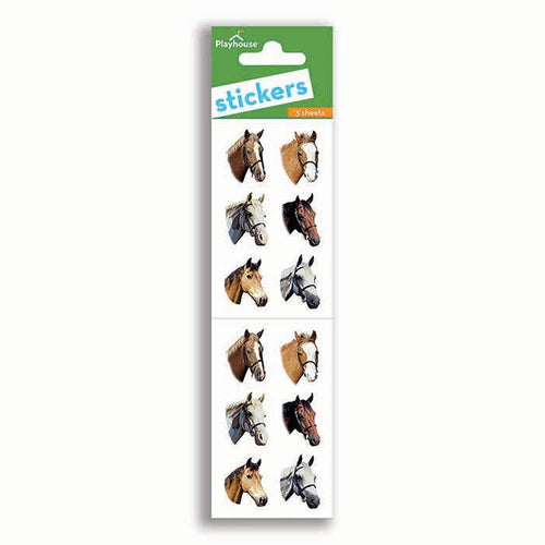 card with 12 horse head stickers