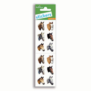 card with 12 horse head stickers