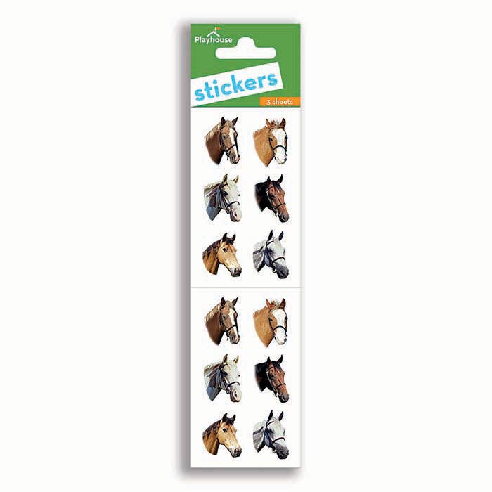 card with 12 horse head stickers