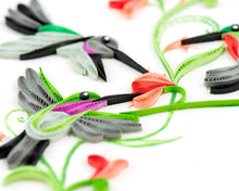 Load image into Gallery viewer, close up of quilled hummingbirds
