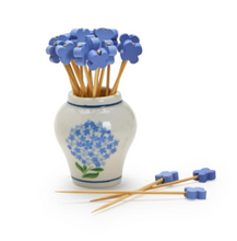 Load image into Gallery viewer, Hydrangea Ginger Jar with 20 Flower Shape Cocktail Picks
