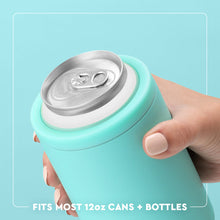 Load image into Gallery viewer, Swig Can + Bottle Cooler with information text Fits most 12 oz cans and bottles
